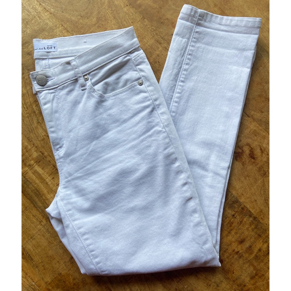 White Skinny Crop Stretch Denim Jeans || LOFT